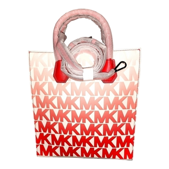 Michael Kors Mercer Shopper Vegan Purse Shoulder Bag Crossbody Coral NWT NEW - Picture 3 of 5